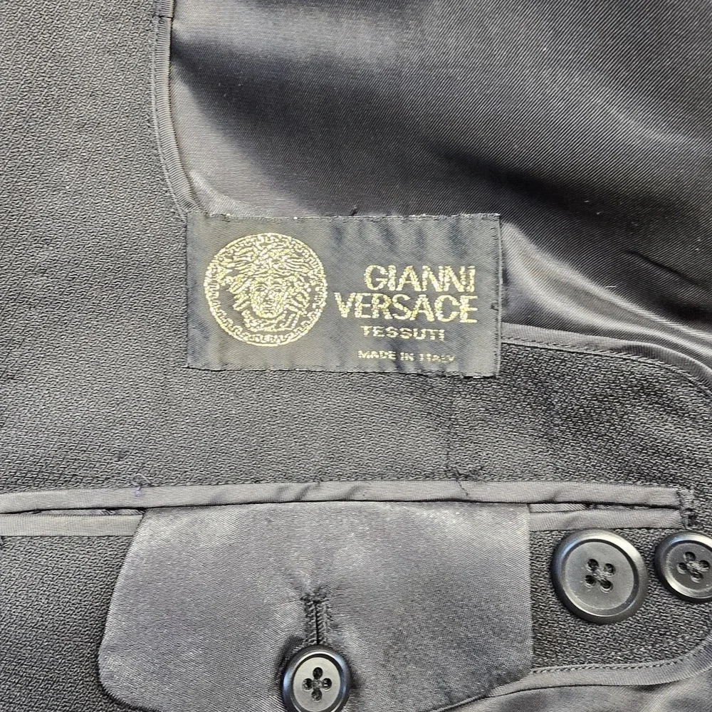 Gianni Versace Tessuti Mens Blazer Sports Coat Size 52L Black
